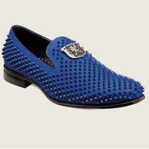STACY ADAMS ROYAL BLUE SABRE SPIKED SLIP ON SHOE